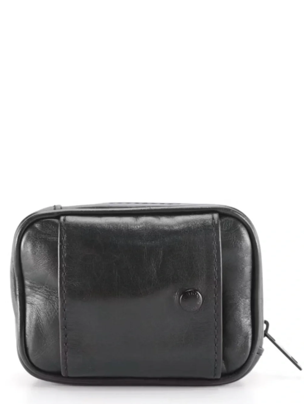 Louis Vuitton Mini Zip Around Pouch in Black Leather - Black Shadow Monogram